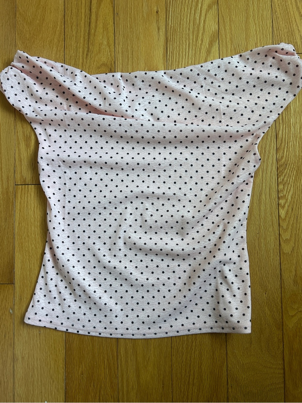 Urban Outfitters Pink Off-Shoulder Polka Dot Top